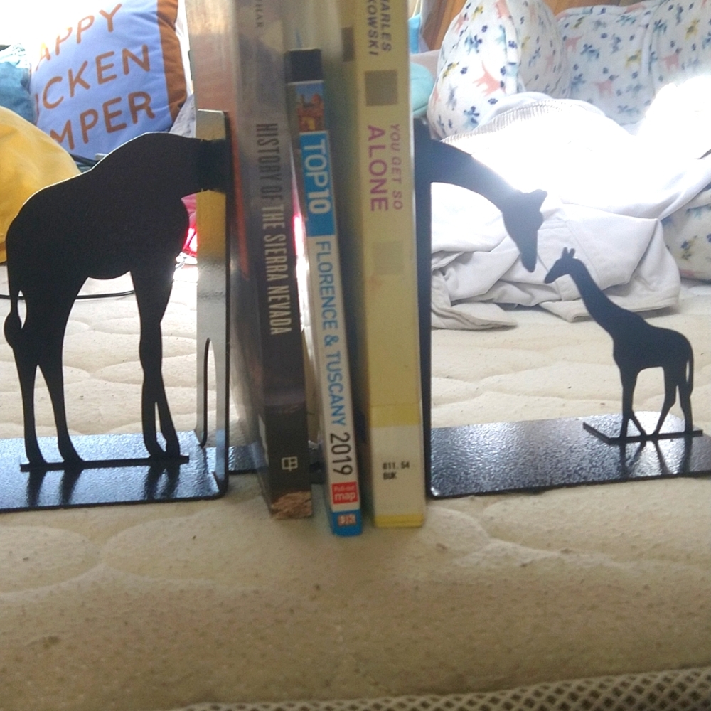 Metal giraffe bookends